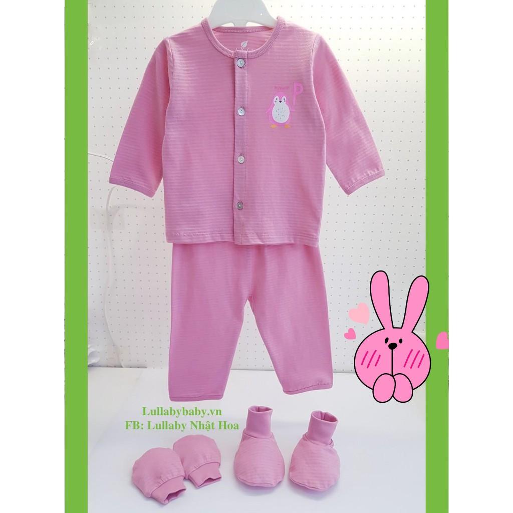 Bộ cài vai dài tay Lullaby NH69B, Bộ cotton bé trai, bé gái