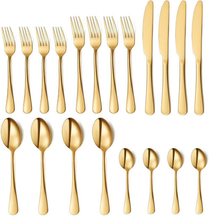 Bộ Set Dao Muỗng Nĩa Cao Cấp FLATWARE LUXURY GOLDEN (20PCS BOX) - Home and Garden