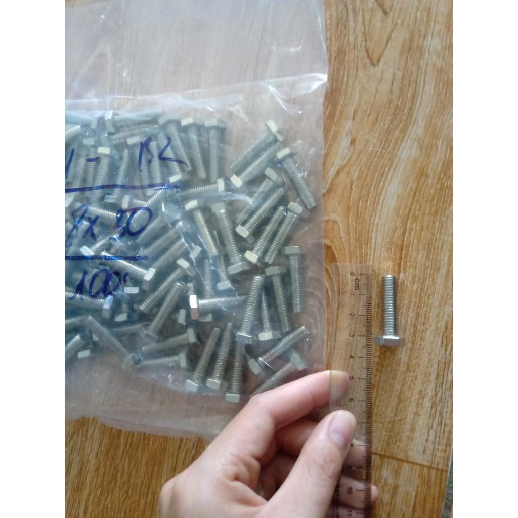 Bulong inox LGN inox 201 M8 ren suốt Combo 50 Chiếc