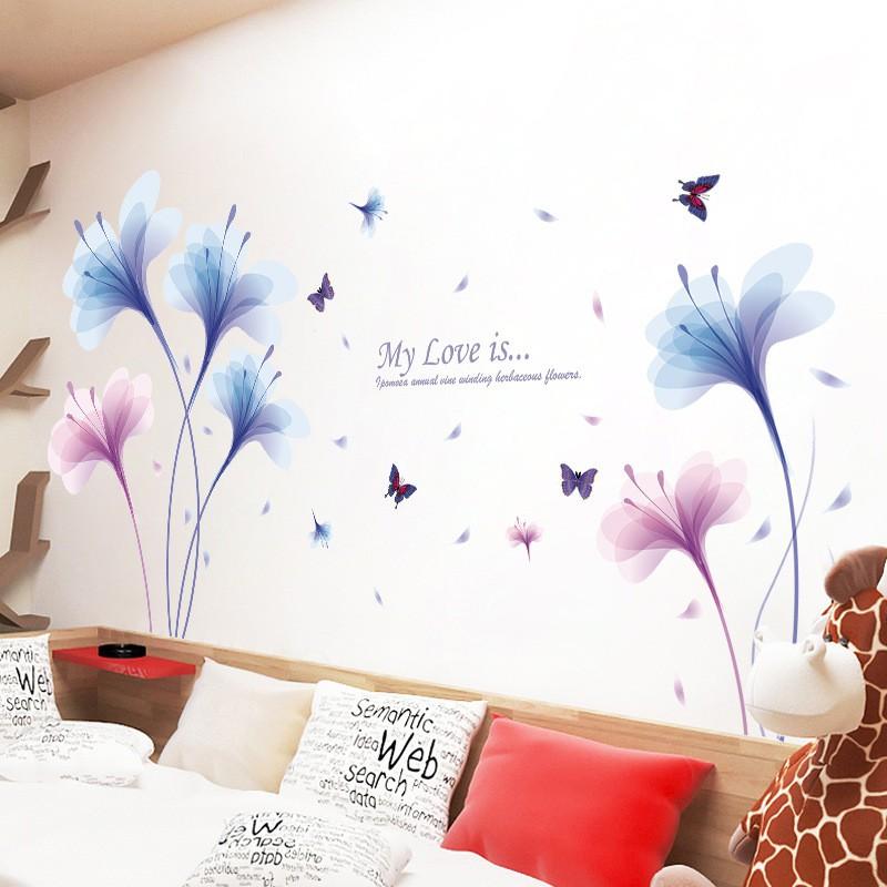 Decal dán tường hoa màu tím My Love is XL8262