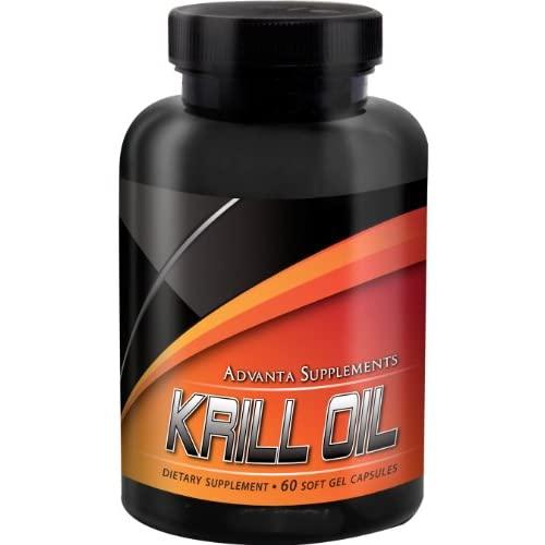 Krill Oil Capsules by Advanta Supplements | Control Cholesterol Level, Support Heart/Brain/Joint Health And Reduce Inflammation | 500mg Of Pure Krill Oil Per Capsule, 60 Soft Gel Capsules