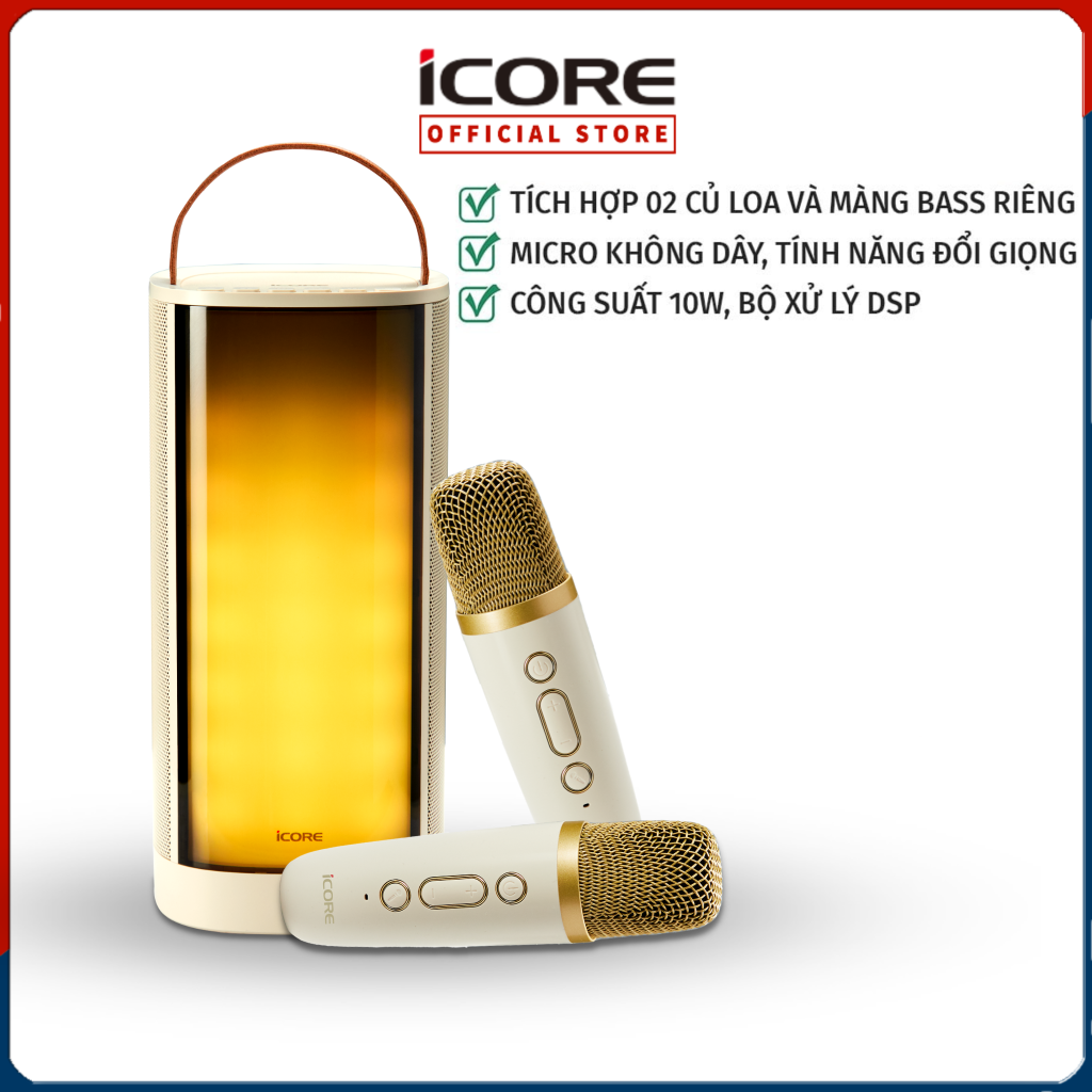 Bộ Loa Mic Karaoke Bluetooth iCore - Hàng chính hãng