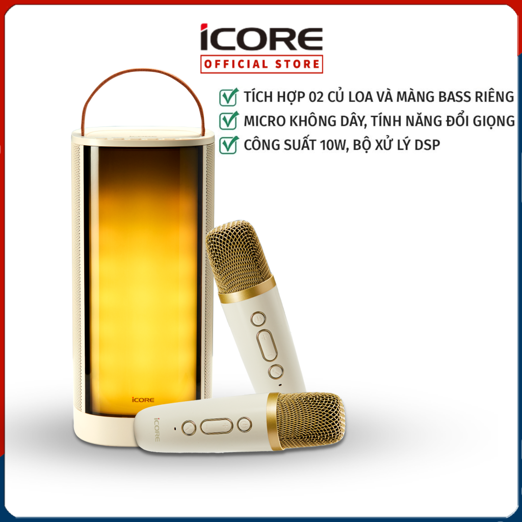 Bộ Loa Mic Karaoke Bluetooth iCore - Hàng chính hãng