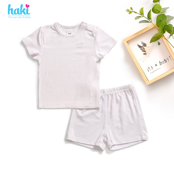 Bộ quần áo sơ sinh cho bé vải gỗ sồi - modal siêu mềm mịn cao cấp - đồ sơ sinh cho bé (2,5kg - 15kg) - bộ cộc tay cho bé Haki BM002