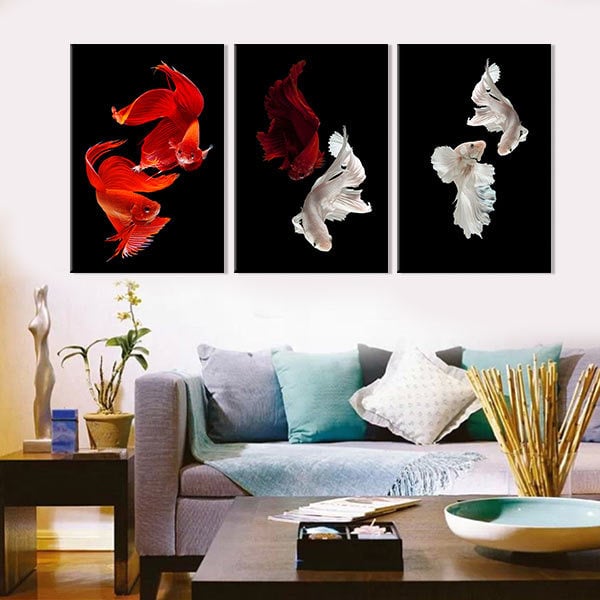 Bộ 3 Tranh Trang Trí "Song Ngư" - W262