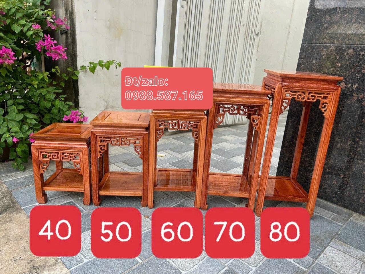 Đôn gỗ trang trí - Đôn vuông gỗ hương cao cấp mặt vuông 30cm - Cao nhiều cỡ