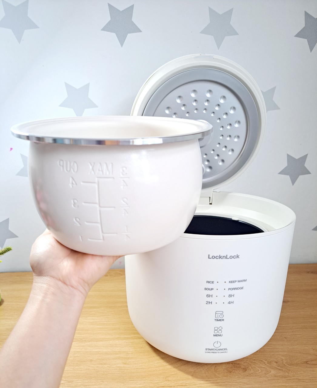 Nồi Cơm Điện Đa Năng Lock&Lock Bianco Donggeurami Rice Cooker 1L - EJR334IVY - Lòng Men Sứ - Hàng Chính Hãng