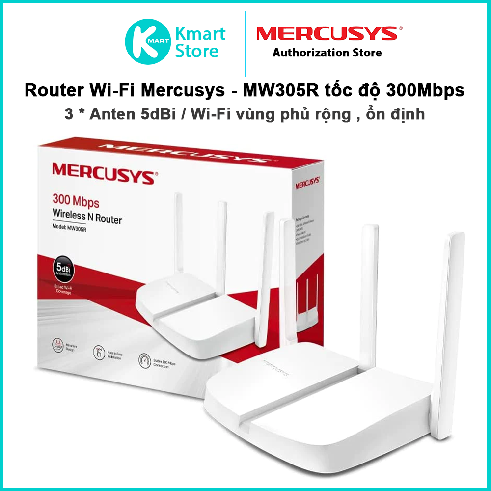 Bộ Phát sóng Wiifi Mercusys MW305R 300Mbps 3 Râu 3 cổng Lan - Hàng Chính Hãng