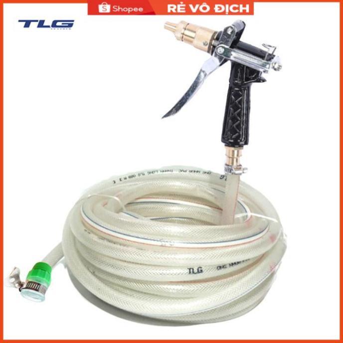 Bộ dây và vòi xịt tăng áp lực nước 300% rửa xe tưới cây 236498 - dây trắng