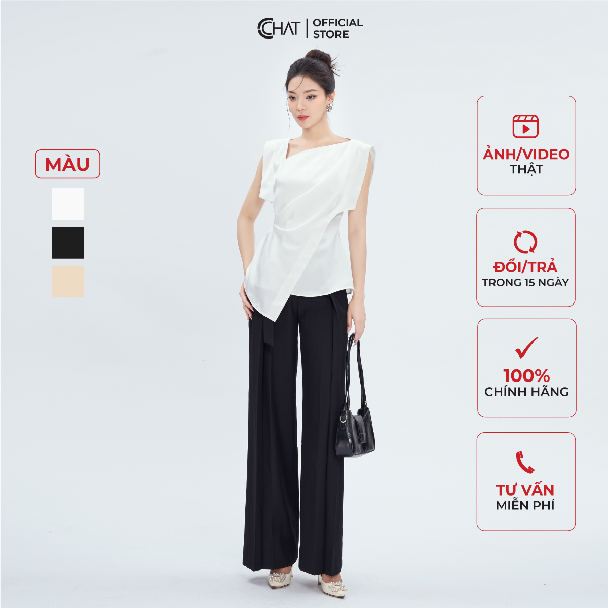 Áo Kiểu Nữ Dáng Peplum Sát Nách Tay Nhê Chất Lụa Cao Cấp 53ASL2002PT