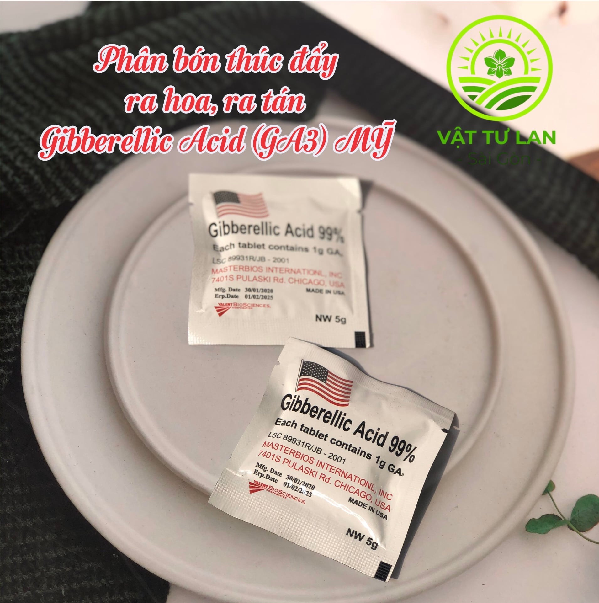 Phân bón thúc đẩy ra hoa ra tán Gibberellic Acid  MỸ