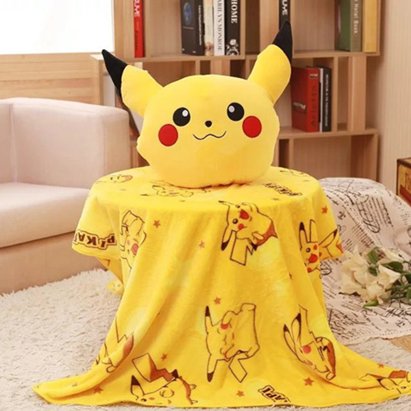 Bộ chăn gối văn phòng 3 chức năng hình Pokemon Pikachu