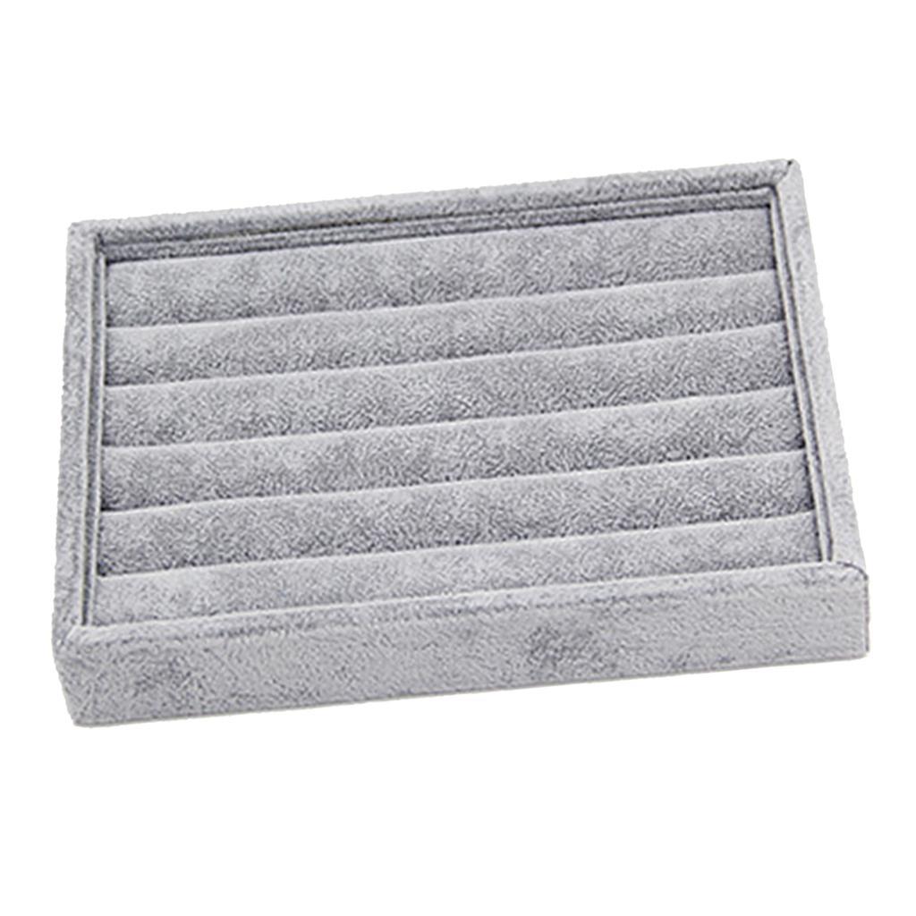 2x Velvet Bangle Display Case Tray Earring Ring Jewelry Box Organizer Grids