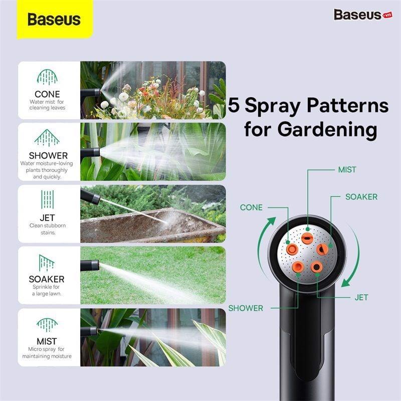 Bộ Vòi Xịt Tăng Áp Dùng Rửa Xe Hơi Baseus GF4 Horticulture Watering Spray Nozzle