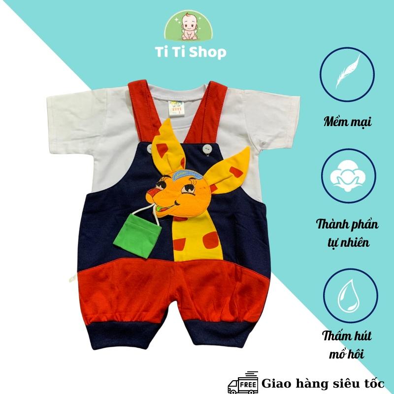 Set yếm áo trẻ em sơ sinh thêu hình hươu cao cổ - xanh đỏ - dành cho trẻ 3 - 9kg