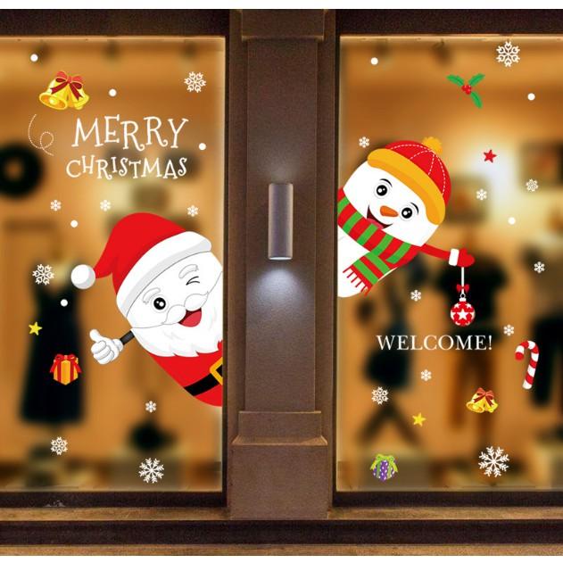 Decal trang trí Giang Sinh - Ông gia Noel chào bạn