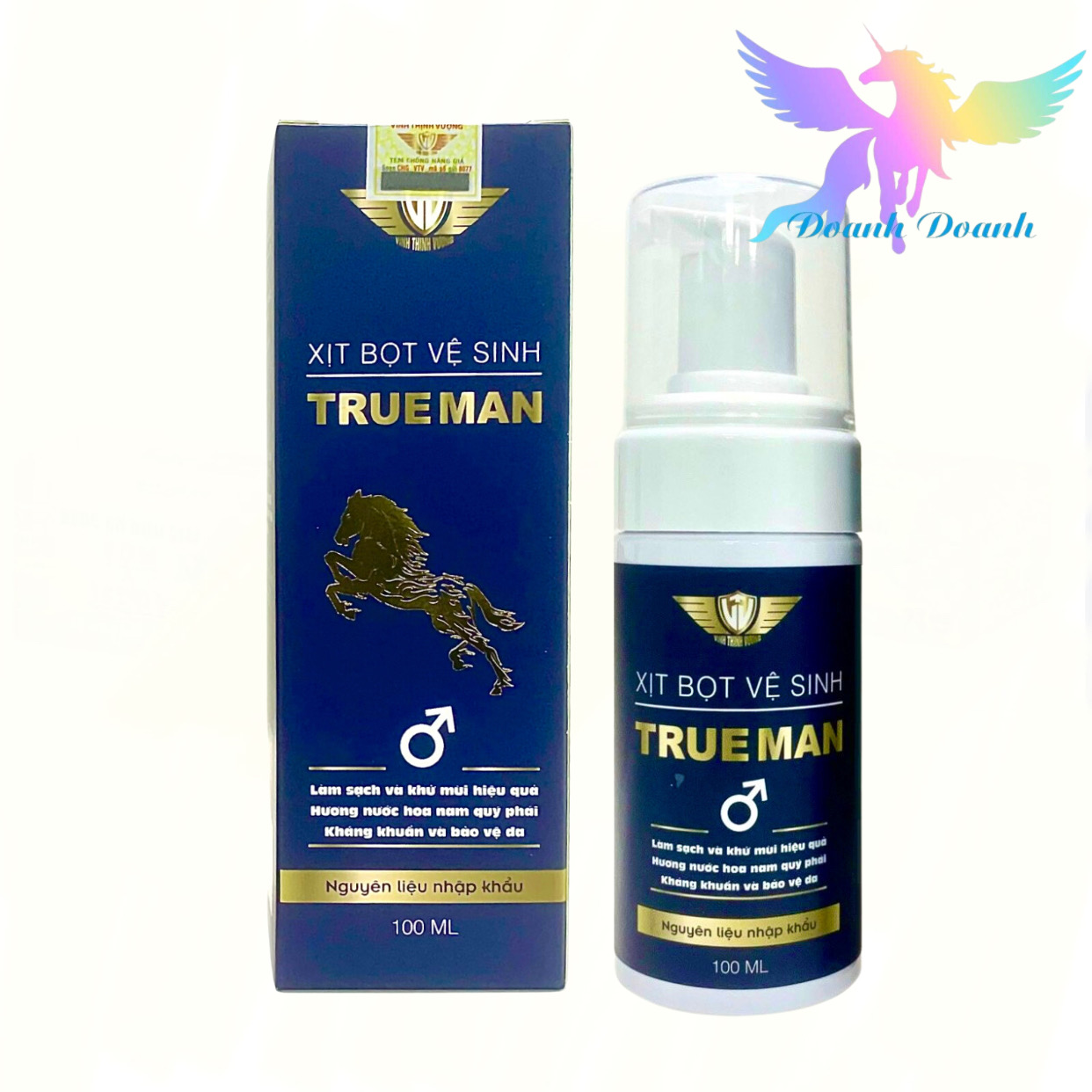 Chai xịt bọt vệ sinh nam giới True Man Kingphar, 100ml, kháng khuẩn, nấm, khử mùi hôi