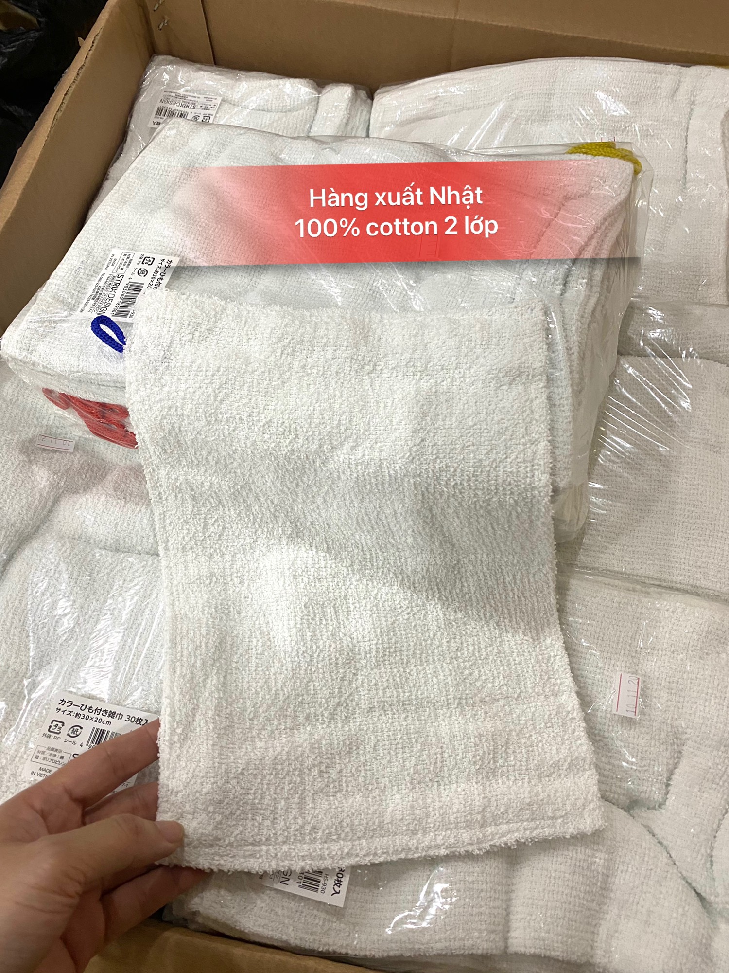 [Tiết kiệm] Sét 10 Khăn lau 100% cotton KT 20x30cm hàng 2 lớp dày dặn 30gr, không xổ lông thấm hút tốt hàng Việt Nam