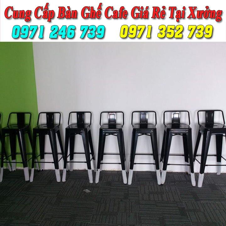 Ghế bar, ghế cao tolix có tựa nhập khấu giá rẻ nhất