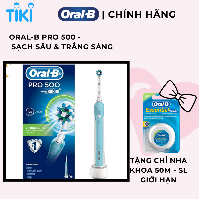 Bàn chải đánh răng điện Oral-B Pro 500 D16.513 - Hàng chính hãng 100%