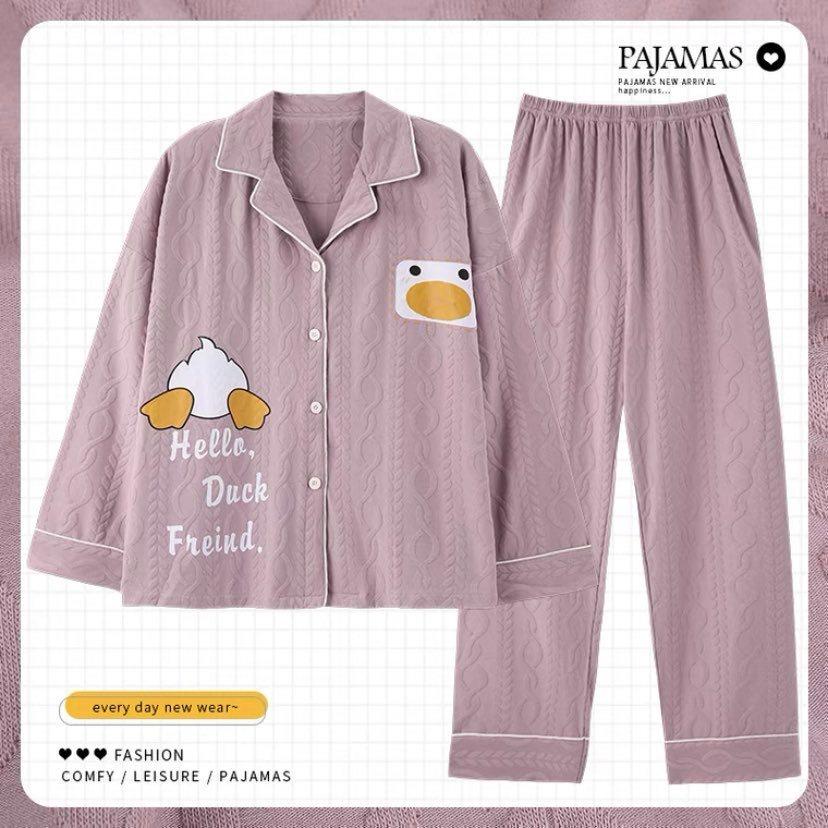 Bộ Pijama Dài Tay Có Cổ Chất Liệu Cotton Nâng Cấp Mới Nhất