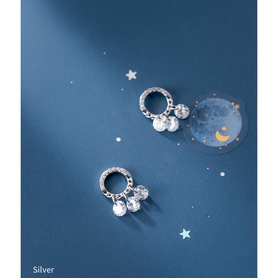 Khuyên tai bạc Ý s925 gắn đá Zircon trắng tua rua G7515 - AROCH Jewelry