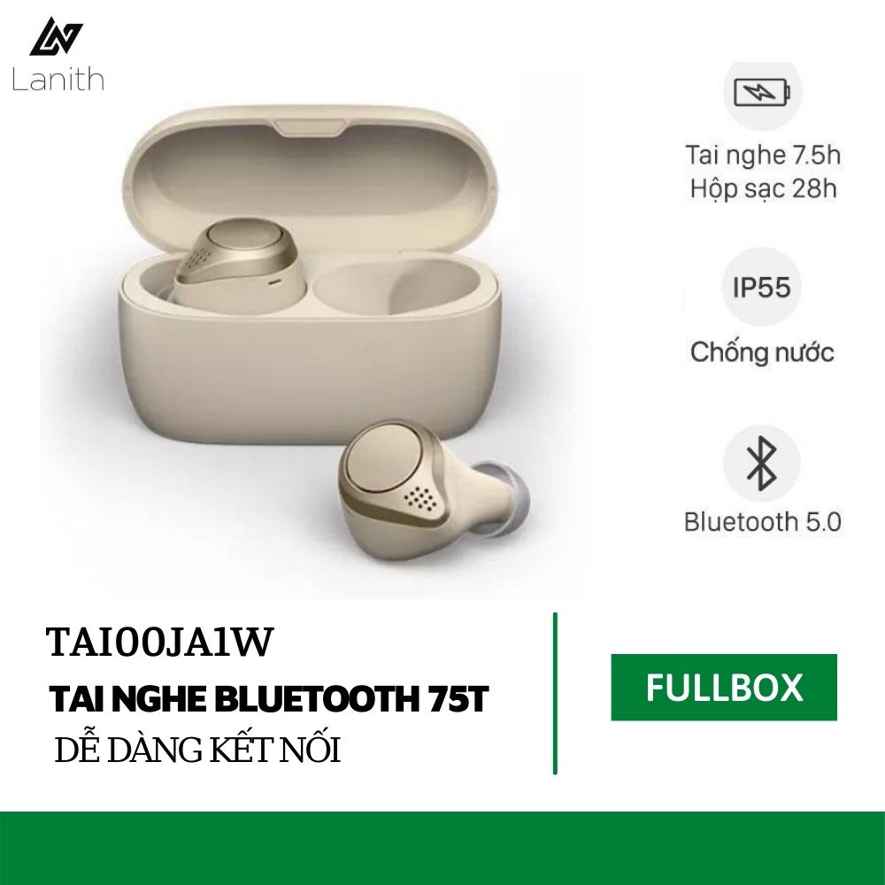 Tai Nghe Không Dây Bluetooth LANITH Elite 75T - Tai Nghe Nhét Tai Thông Minh - Thiết Kế Nhỏ Gọn, Tinh Tế - Âm Thanh Sắc Nét, Trung Thực - Chống Bụi, Chống Nước, Cảm ứng Vật Lý - Hàng Nhập Khẩu - TAI00JA1