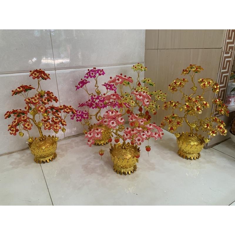 Chậu sen với hoa pha lê cao 30cm