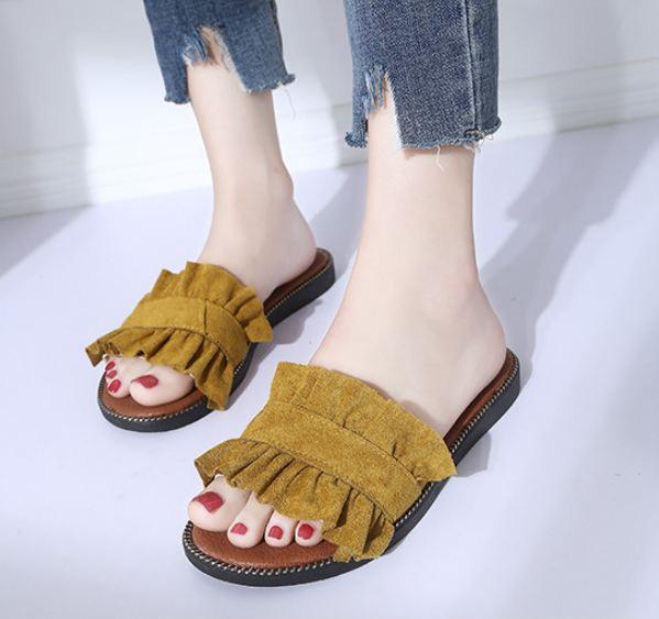Dép Quai Ngang Bèo Da Lộn Nữ Tính NineRed DTT02V