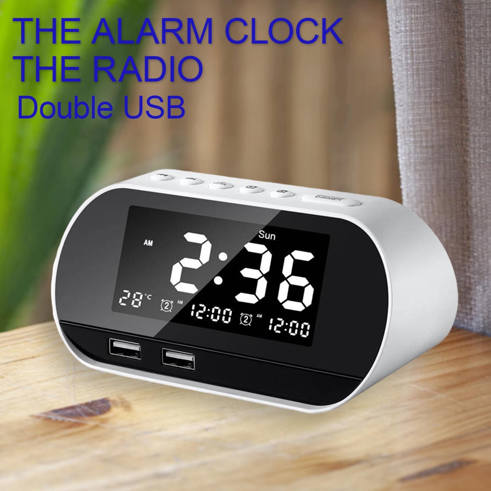 Desktop  Alarm Clock with HIFI Speaker FM Dual USB Ports