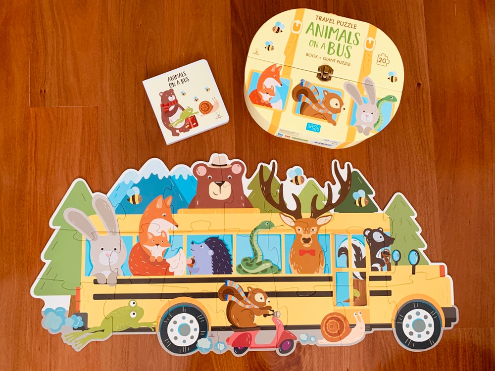 Bộ ghép hình 20 mảnh siêu to cho bé 2+ Travel Puzzle - Animals On A Bus