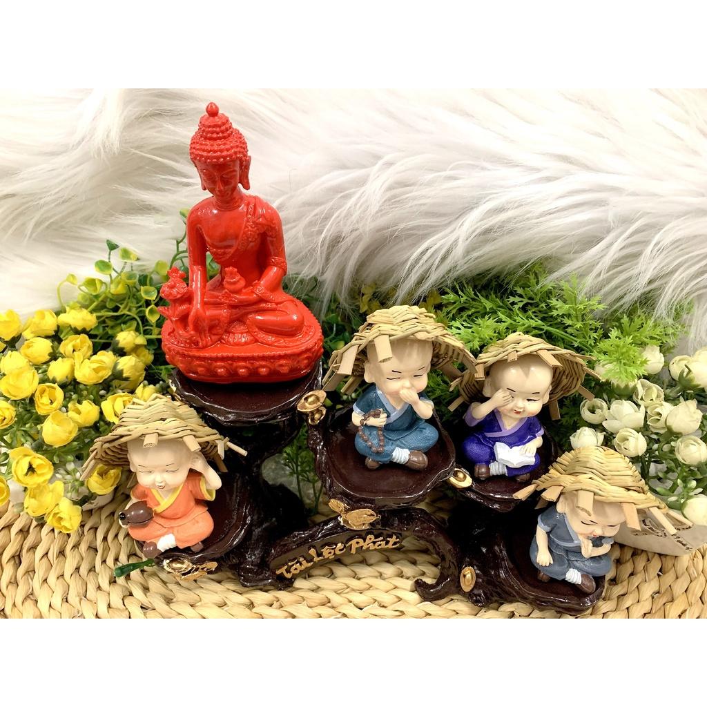 Full Set Phật Thích Ca cùng các chú tiểu Tứ Không tọa đế Tài Lộc Phát