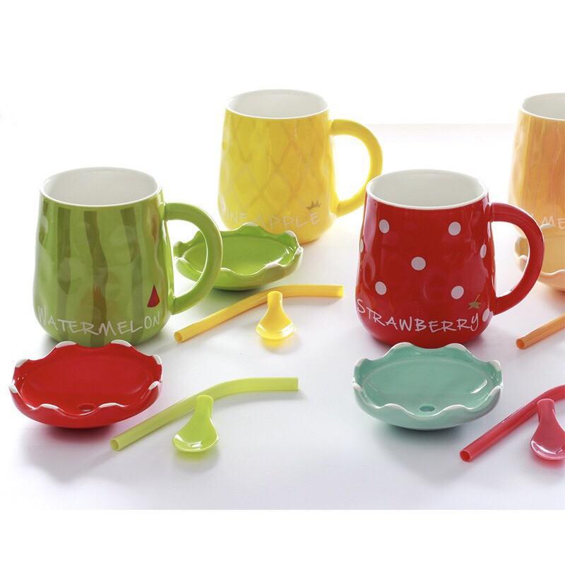 Ly Gốm Sứ Khử Chì Hình Hoa quả- Size To Dạng Trái Cây Siêu Đẹp - Cốc uống nước decor Quả Khóm Dâu Tây Dưa Hấu quà Tặng