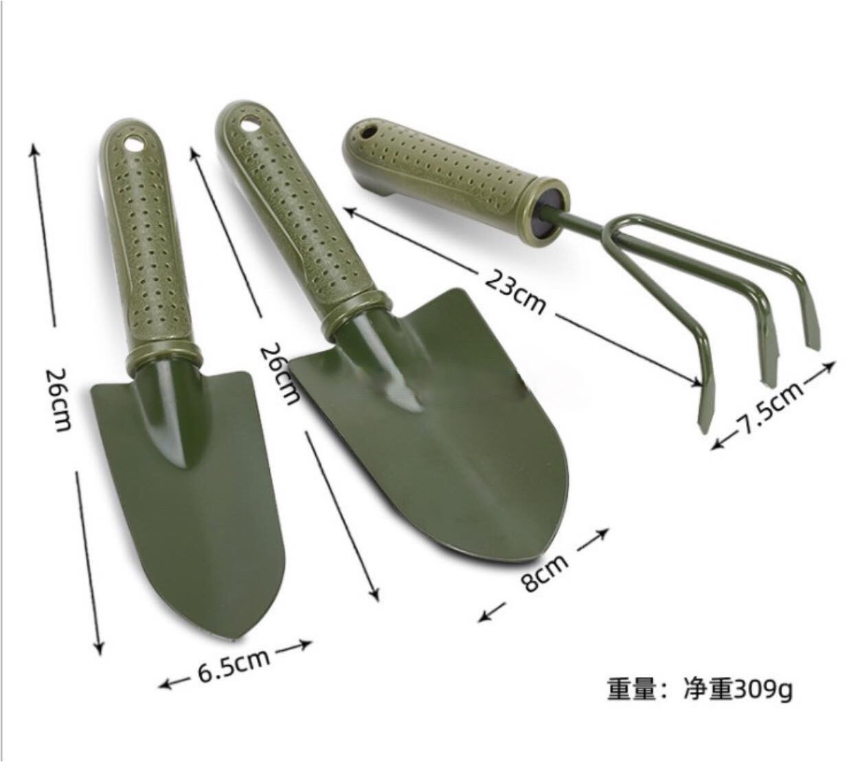 Bộ Xẻng Làm Vườn 3 Món - Màu quân đội