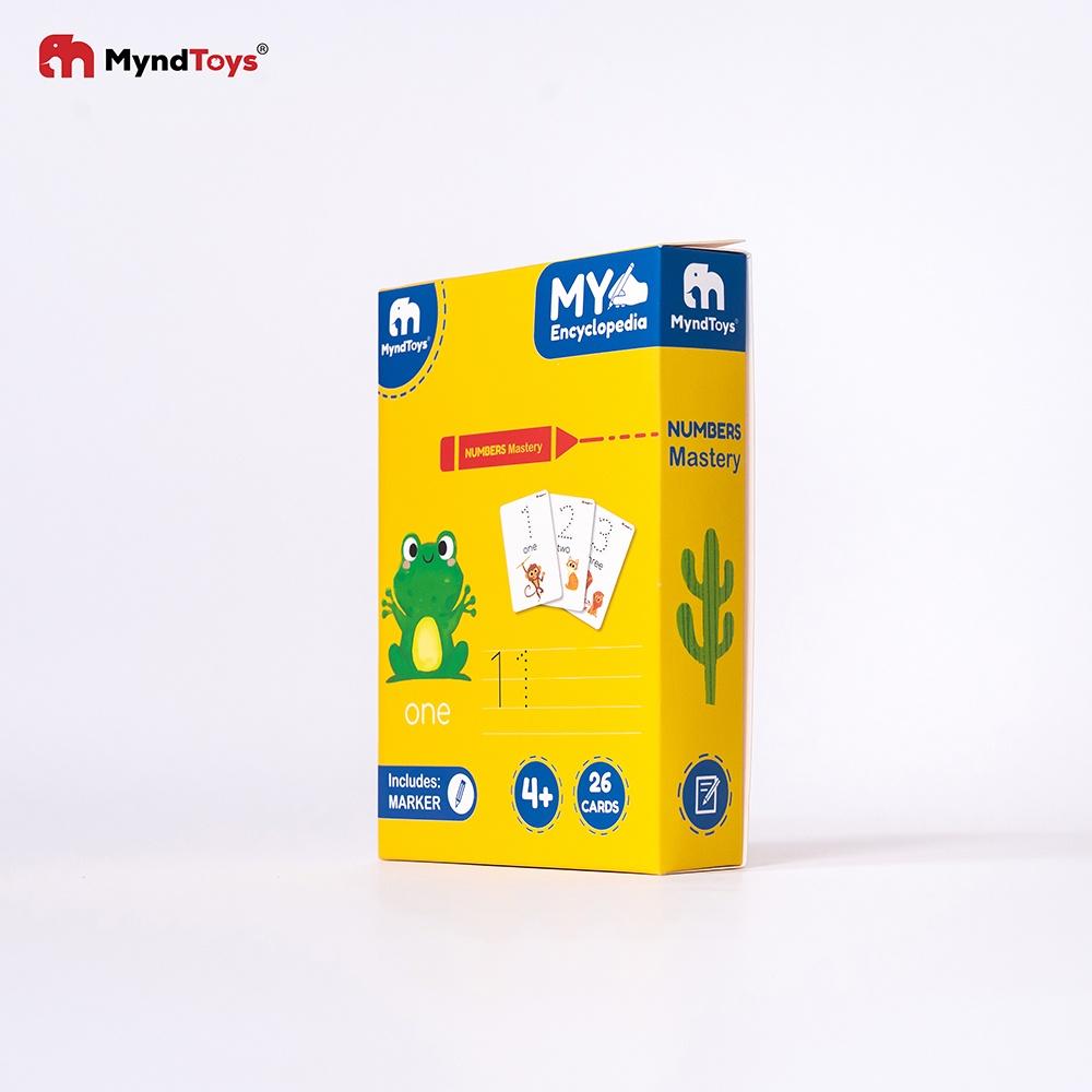 Bộ 26 thẻ dày luyện viết số Myndtoys Numbers Mastery cho bé nhận biết số từ 1-20 và 28 từ vựng tiếng Anh các đồ vật