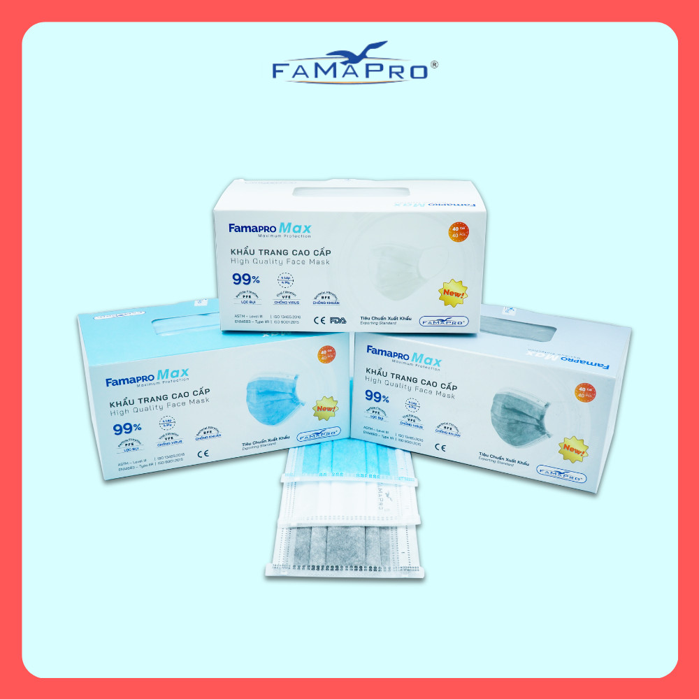 - Khẩu trang y tế kháng khuẩn 4 lớp Famapro Max (40 cái/ hộp) - COMBO 5 HỘP