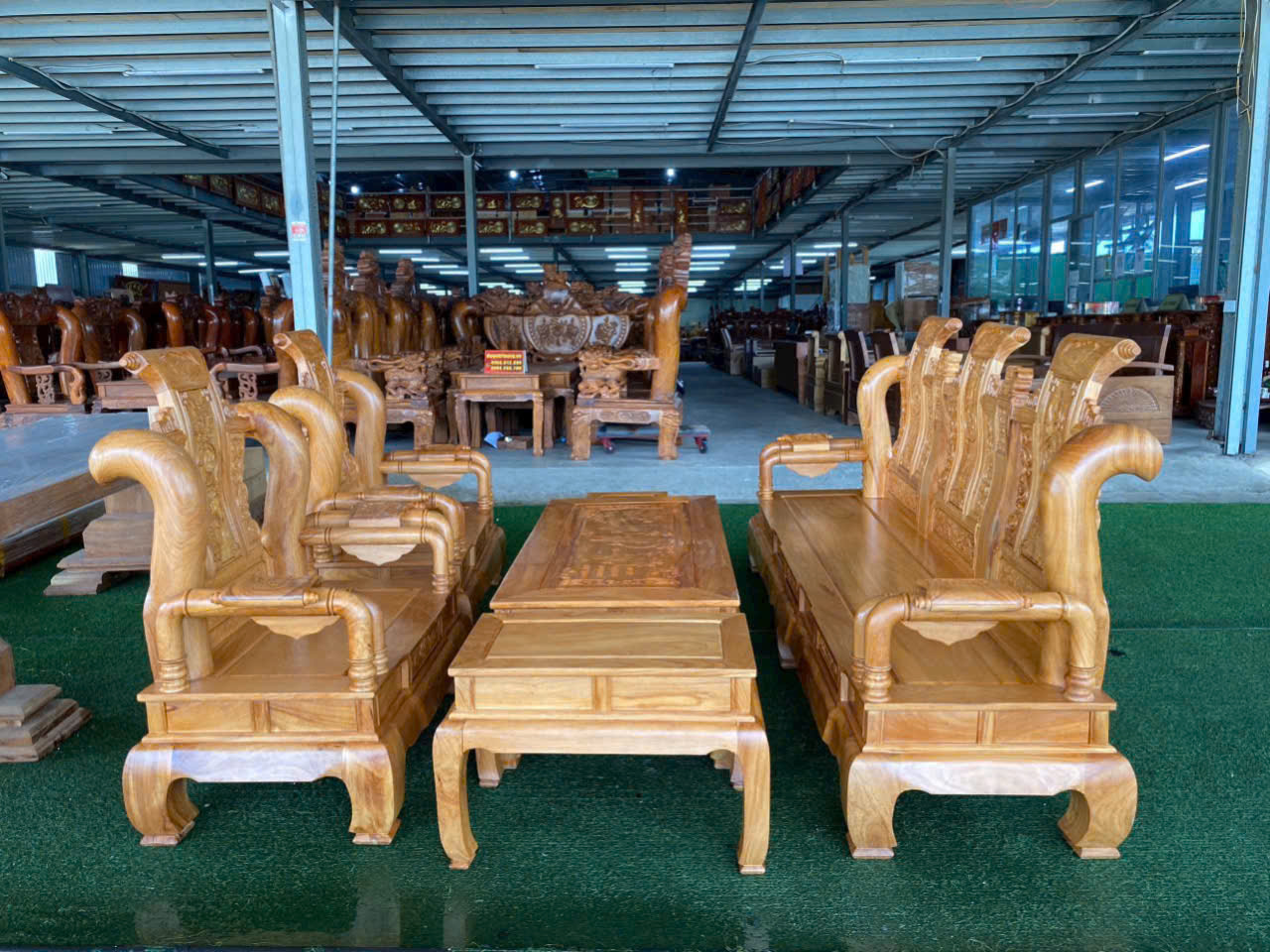 Bộ ghế gỗ Tần Thuỷ Hoàng Tundo gỗ Hương Đá tiện Tay 12 sang trọng