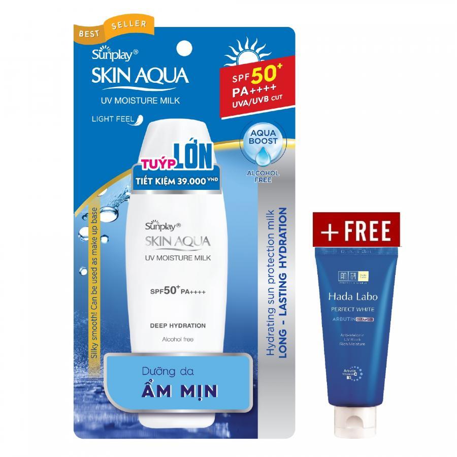 Sữa Chống Nắng Dưỡng Ẩm Sunplay Skin Aqua UV Moisture SPF 50+ PA++++ (70g) + Tặng Kem rửa mặt Hada Labo 25g