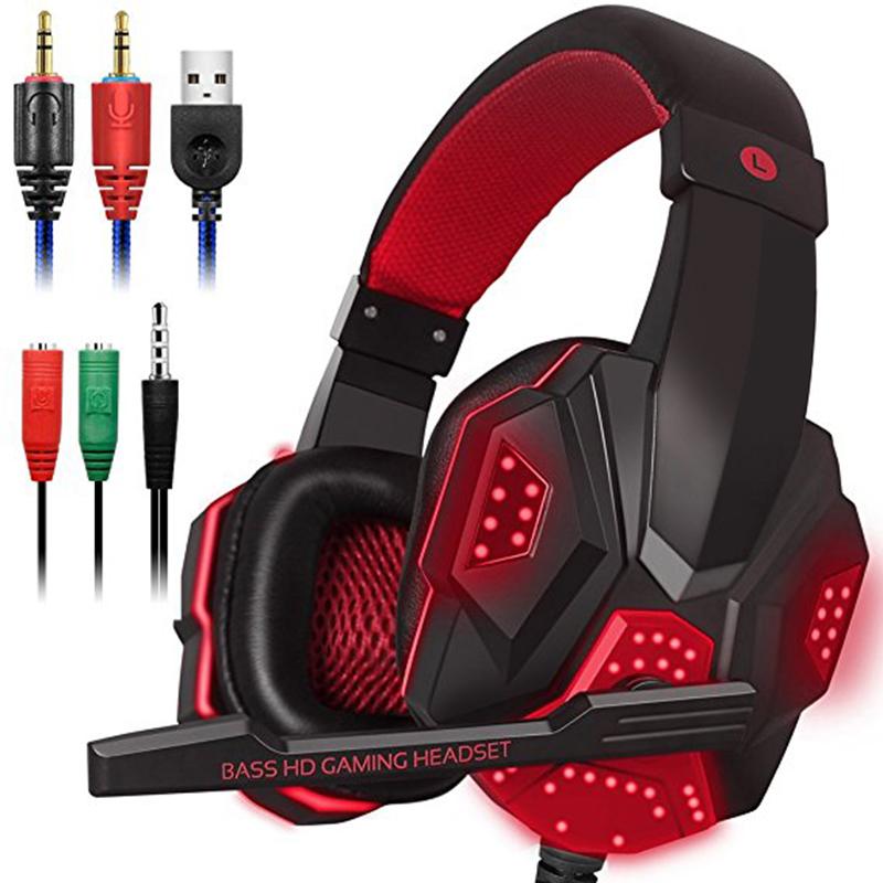 2021 Chuyên Nghiệp Led Game Thủ Tai Nghe Cho Máy Tính Chơi Game Tai Nghe Có Thể Điều Chỉnh Bass Stereo PC Tai Nghe Có Dây Kèm Mic Quà Tặng