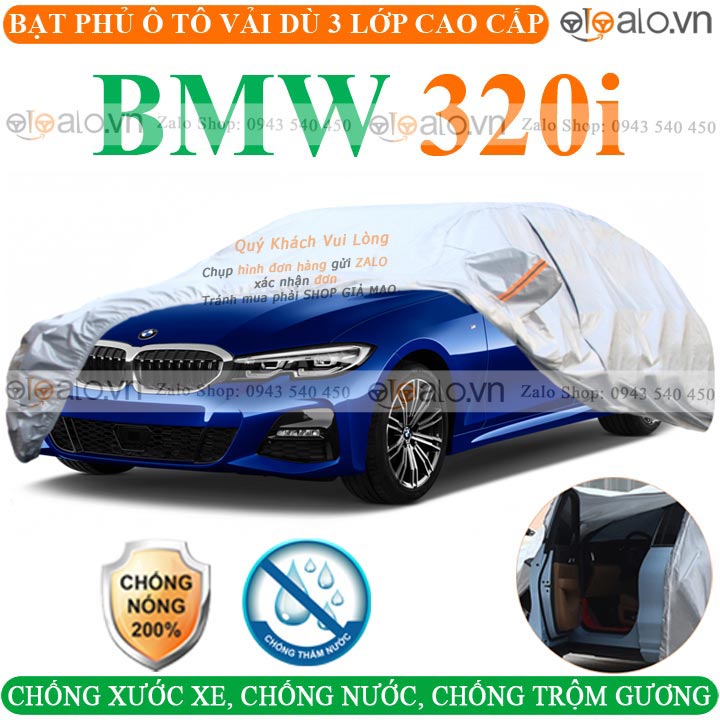 Bạt trùm che phủ xe ô tô BMW 320i chuẩn 3 Lớp Cao Cấp Chống Nắng Nóng Nước Mưa Cháy Chống Bụi