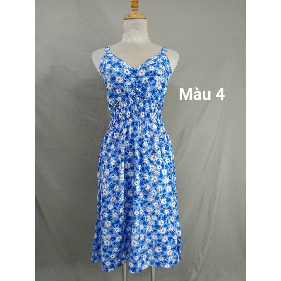 Đầm 2 dây ngắn Lanh Thái, nhiều màu, giá rẻ