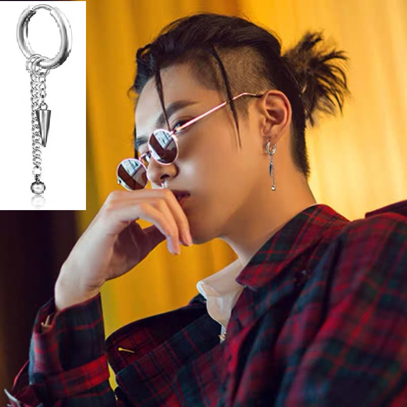 Bông tai unisex thả đuôi bi đuôi đinh nhọn hot trend
