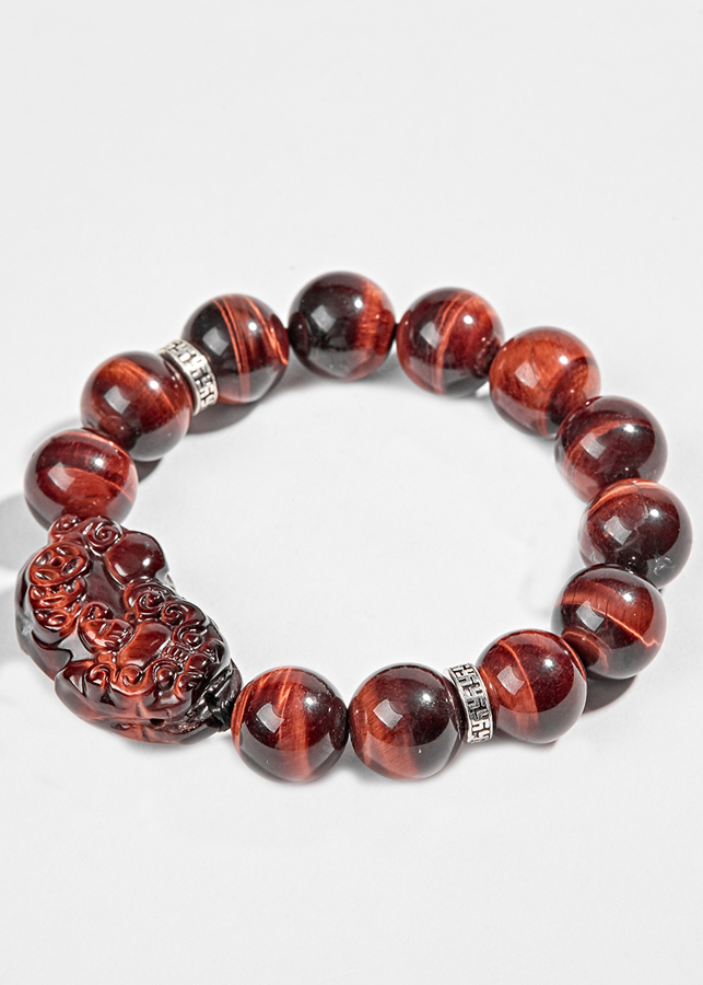 Vòng Thạch Anh Mắt Hổ Đỏ Phối Tỳ Hưu Nam  Ngọc Quý Gemstones