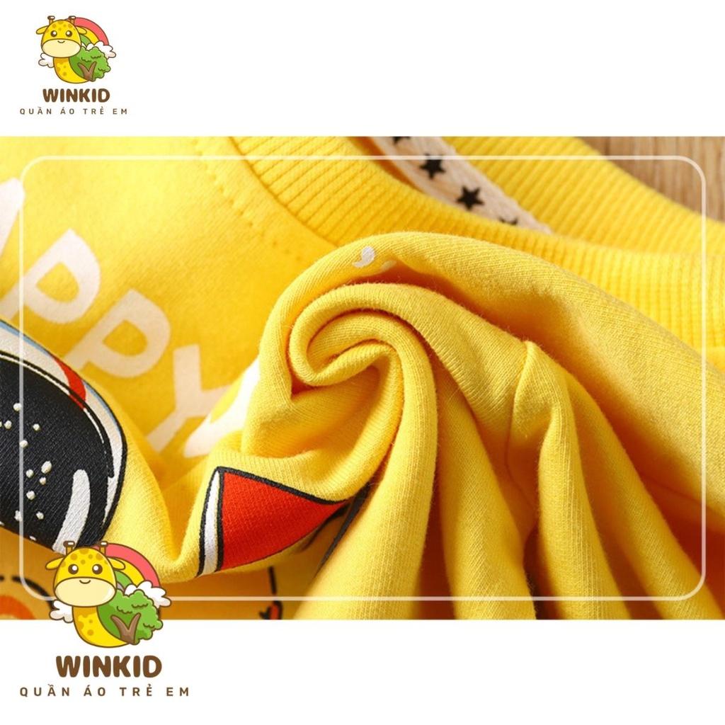 Áo nỉ cho bé WINKID, áo nỉ da cá thu đông dài tay họa tiết in hình dễ thương - WK012