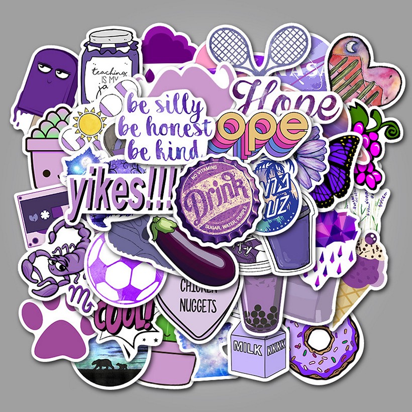 Bộ 50 miếng Sticker hình dán Purple Stub