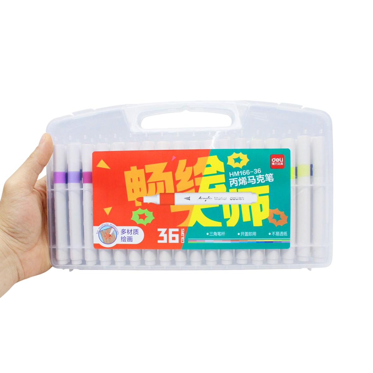 Hộp 36 Bút Màu Acrylic Marker Deli HM166-36