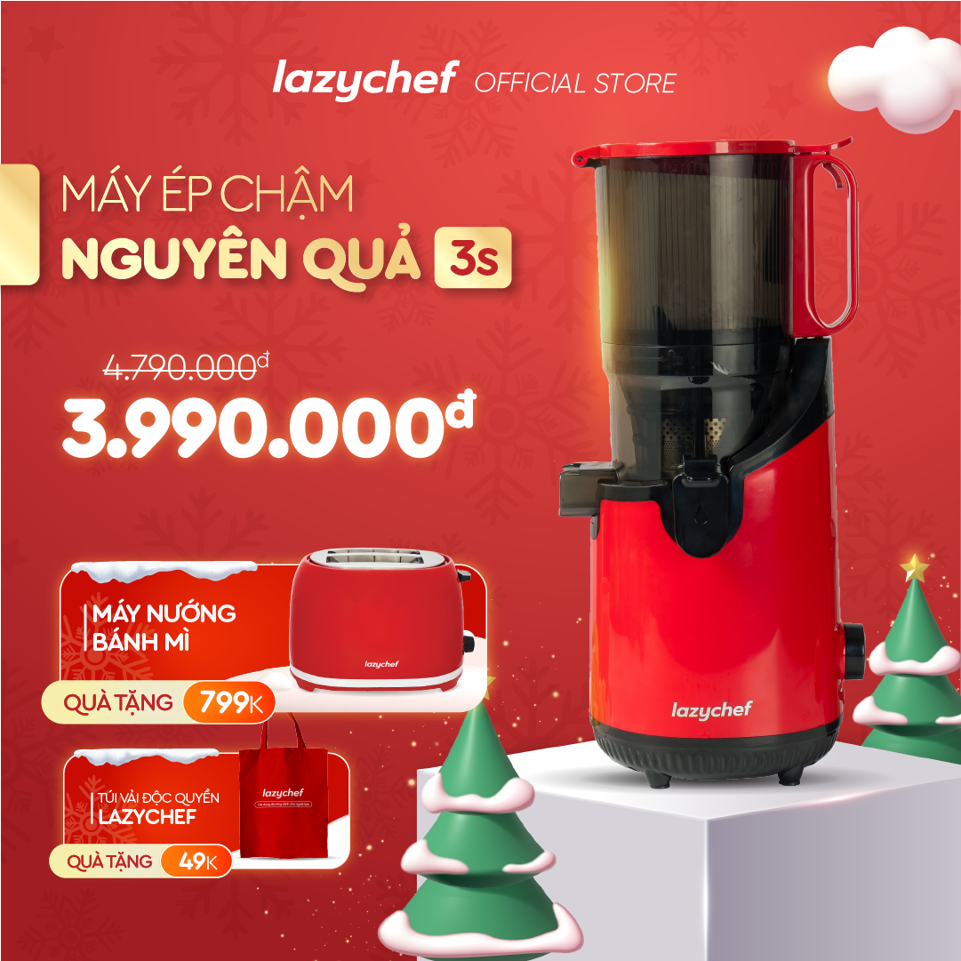 Máy Ép Chậm Nguyên Quả 3S Lazychef - Máy Ép Trái Cây, Máy Làm Kem Hoa Quả, Tháo Lắp 3 Giây, Hàng chính hãng - Bảo Hành 12 Tháng -