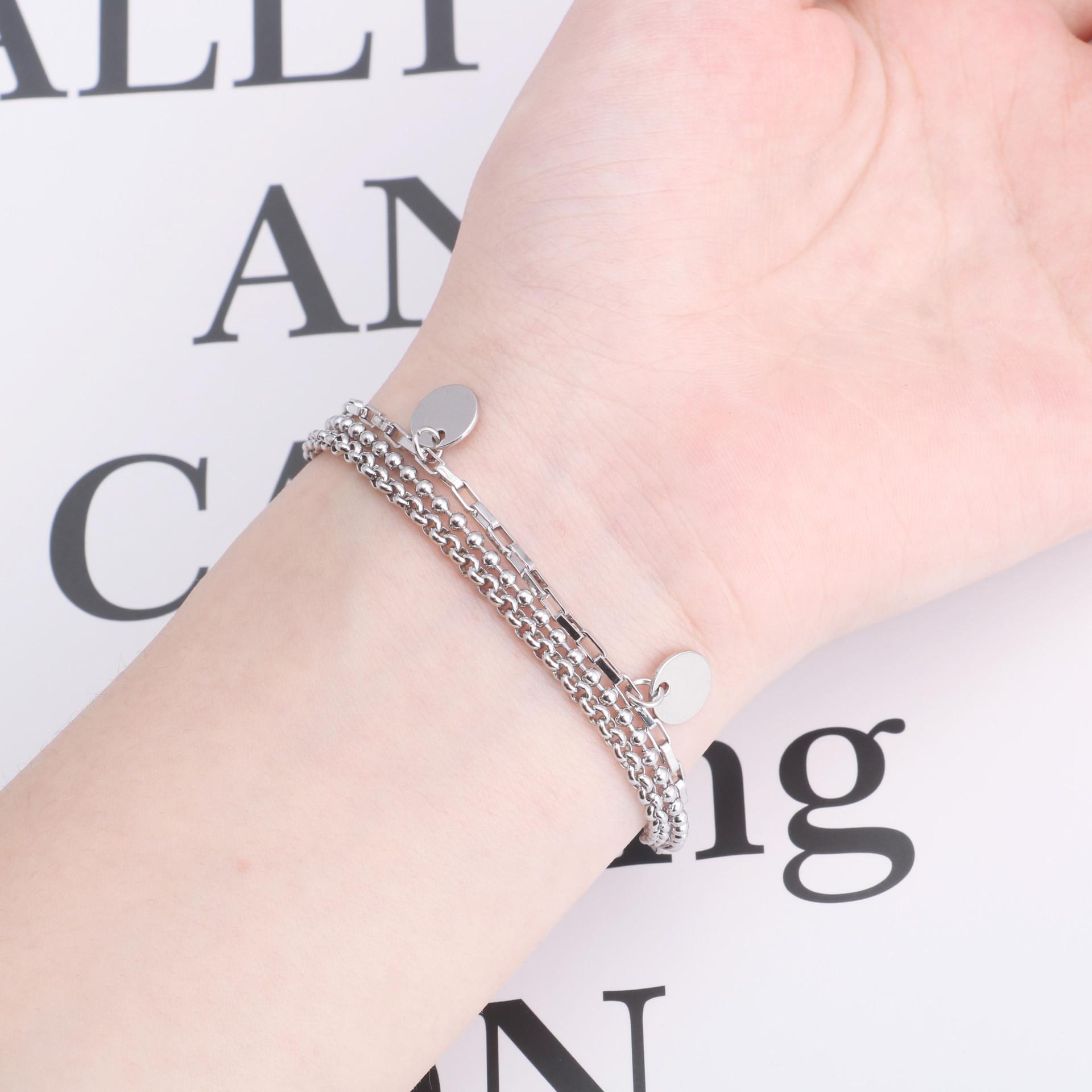 Vòng tay lắc tay xích 3 tầng unisex cá tính