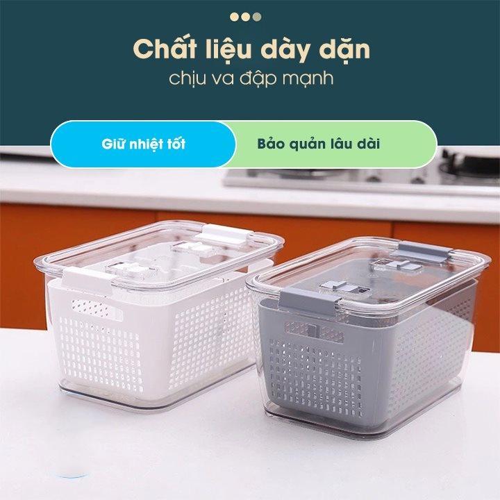 (KOSUYTU) Hộp Đựng Thực Phẩm 2 Lớp Hokori - Hộp Bảo Quản Thức Ăn Chia Ngăn Có Lỗ Thoát Nước Nhựa Nguyên Sinh -- Hàng Chất Lượng KST