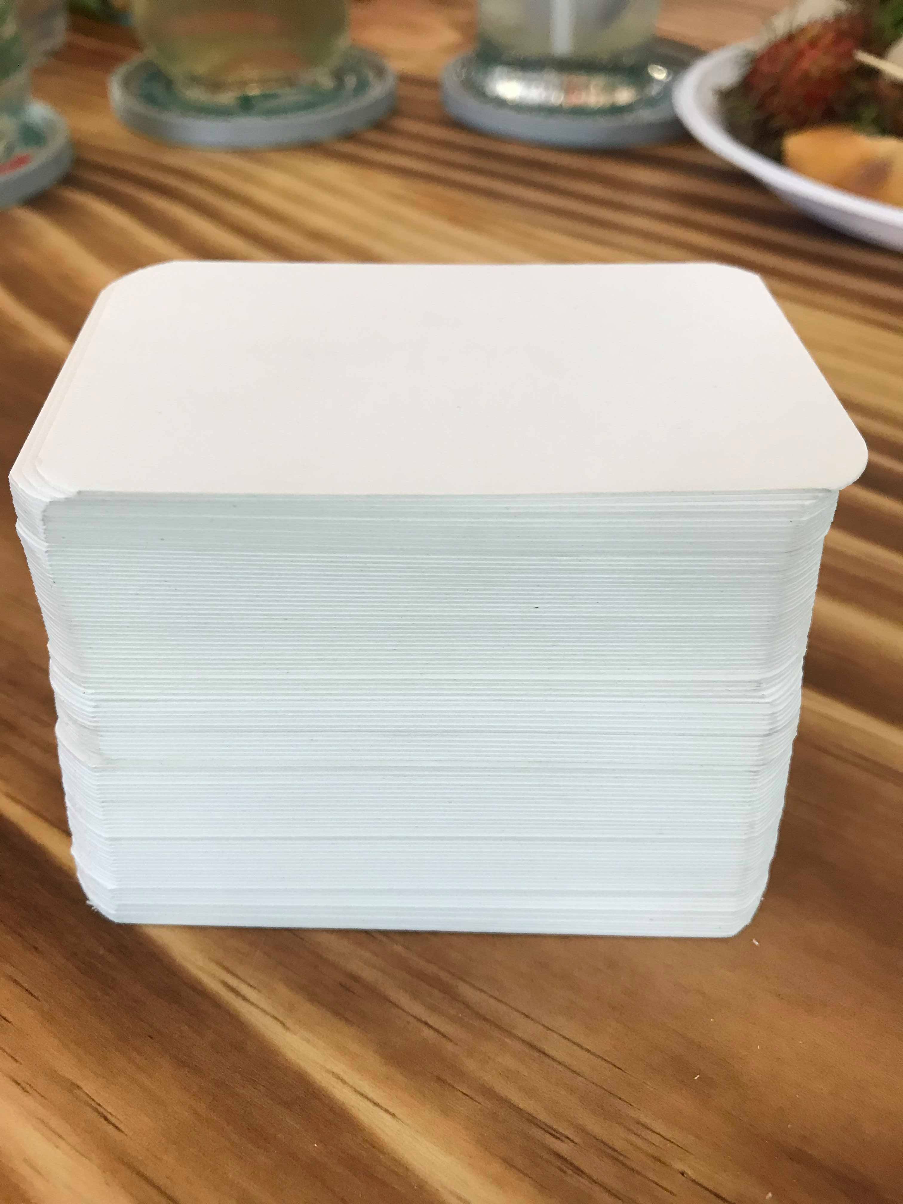 500 flashcard trắng không đục lỗ 5x8cm bo góc